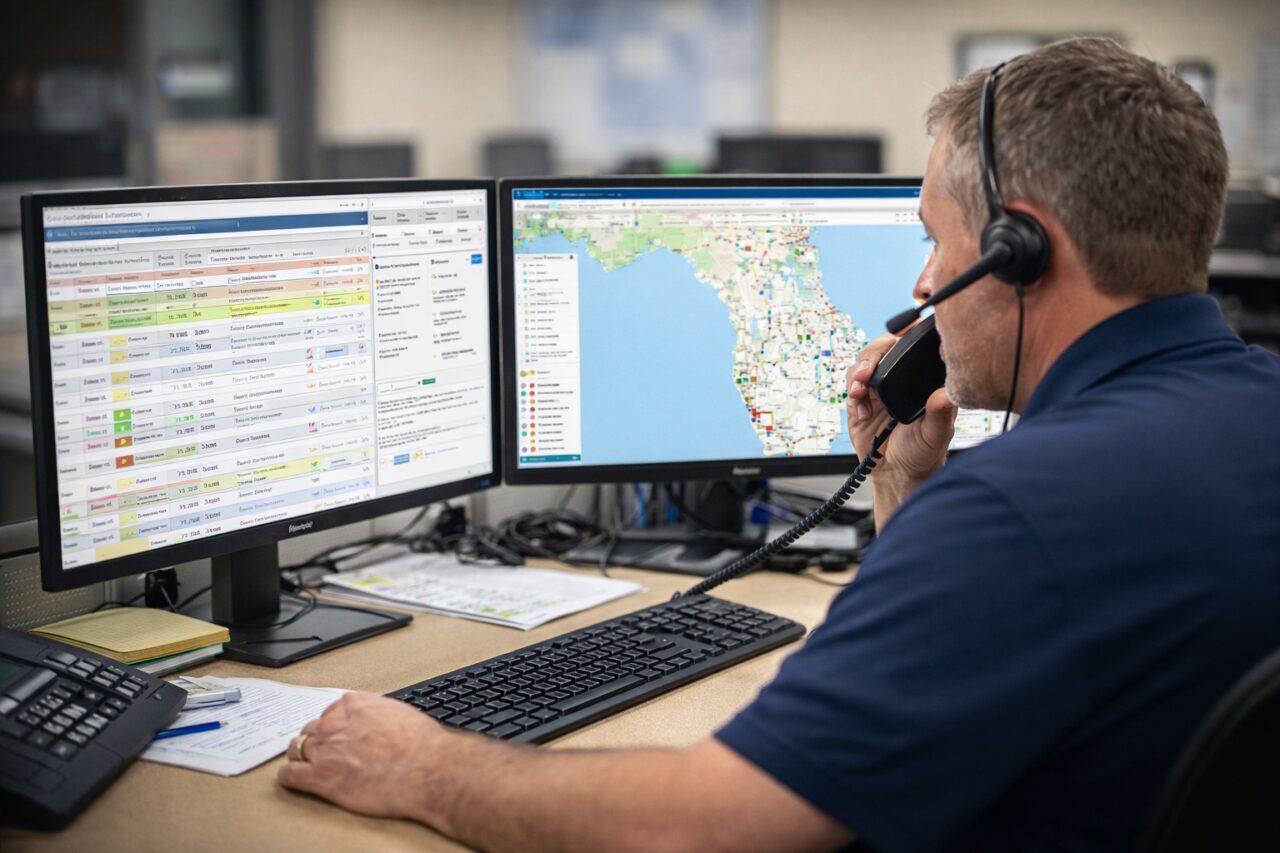 logistics dispatcher coordinating freight delivery schedules